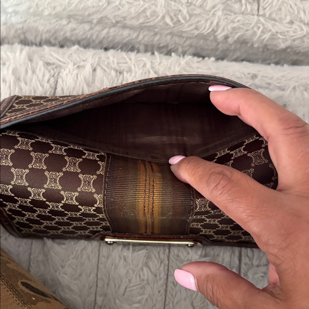 Celine Chocolate and Tan Monogram Wallet - Picture 6 of 9